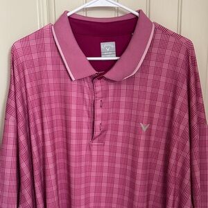 Callaway Men's Plaid Polo Shirt in Pink